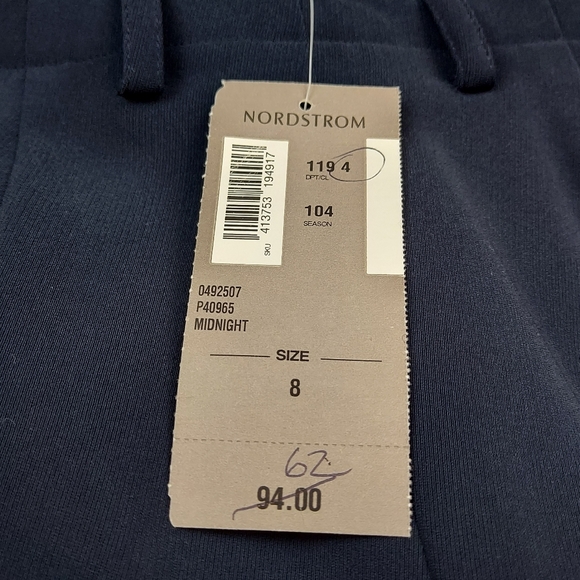 Caslon Nordstrom Dark Blue Midnight Pleated High Waisted Dress Pants Size 8 - Picture 8 of 10